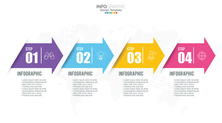 4 Steps infographic design template with icons and process.