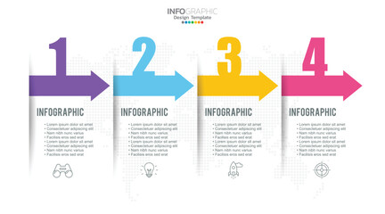 4 Steps infographic design template with icons and process.