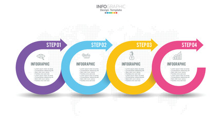 4 Steps infographic design template with icons and process.