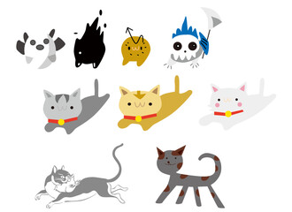 Obraz na płótnie Canvas set of funny cartoon cats