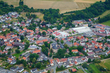 German village or town from above. Top view. Landscape.