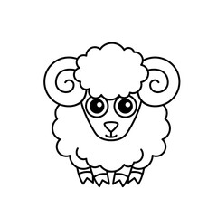 Farm animal for children coloring book. Funny vector sheep in a cartoon style
