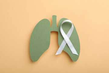 Lung Cancer Awareness Month concept on beige background