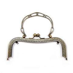 Metal accessories for bags on a white background.