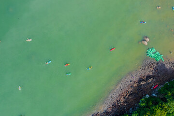4 May 2022 the rowers on canoe floating to shore at sai kung