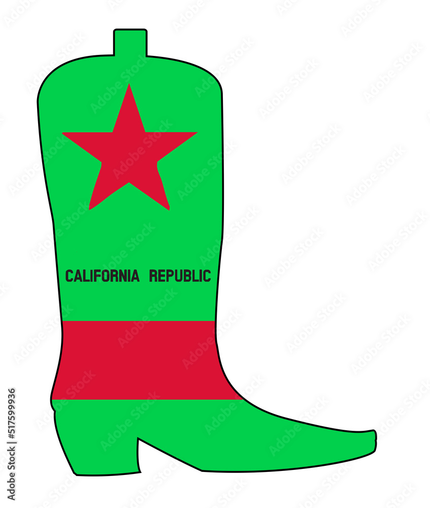 Wall mural california flag cowboy boot