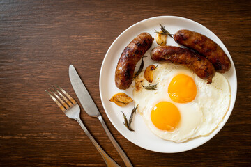 double fried egg with pork sausage