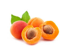 Sweet apricots with leaves
