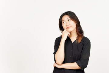 Thinking gesture of Beautiful Asian Woman Isolated On White Background