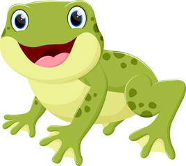 Cartoon happy frog, isolated on white background