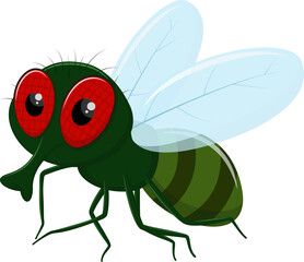Cute cartoon flies isolated on white background
