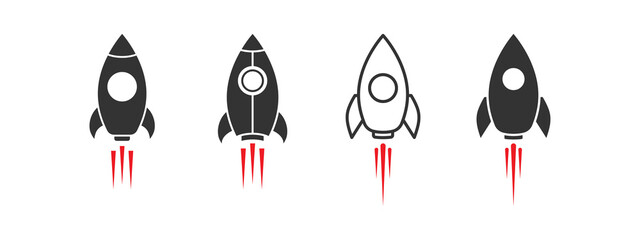 Rocket launching icon set design template vector illustration