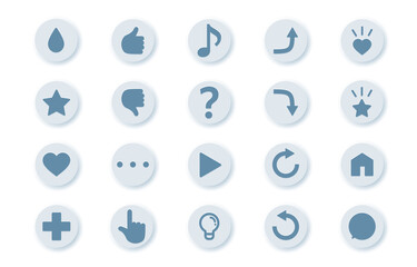 ニューモーフィズム感情表現記号アイコンセット