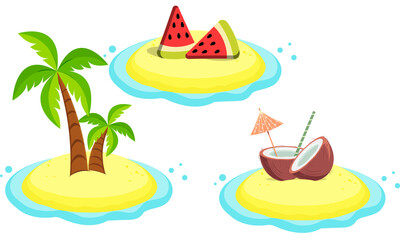 summer set with palm watermelon coconut cocktail /beach