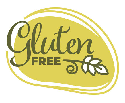 Vector illustration of gluten free words and cereal isolated on white.
