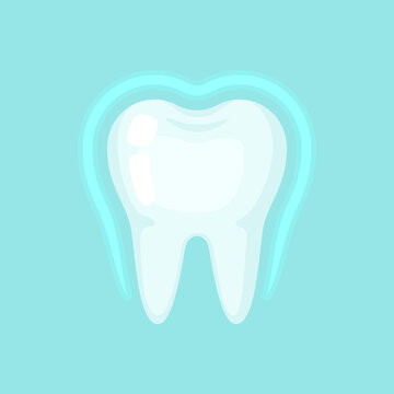 Shining protected tooth, cute colorful vector icon illustration