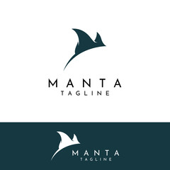 Marine animal stingray or batoidea logo design. With template vector illustration. © Mujiyono