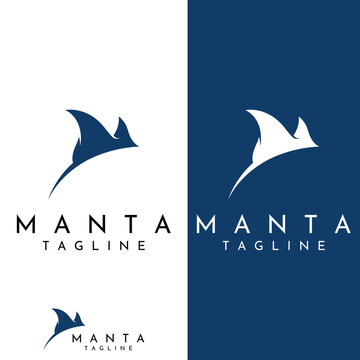 Marine animal stingray or batoidea logo design. With template vector illustration.