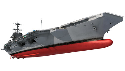 Aircraft carrier military warship, navy 3D rendering ship