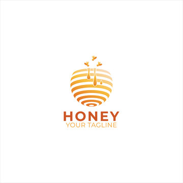 Honey Logo Design Template. Beekeeping logo design with abstract bee