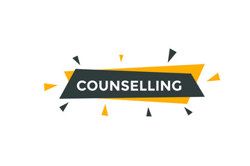 counselling text button. Counselling speech bubble. label sign template
