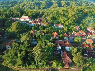 village in the mountains - Beautiful aerial view, natural panorama of the mountains, Bandung, West Java-Indonesia.
