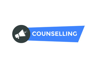 counselling text button. Counselling speech bubble. label sign template
