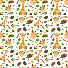 Giraffe cute animal seamless pattern