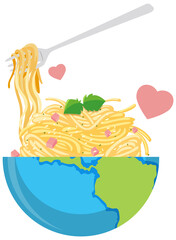 Spaghetti pasta in earth bowl