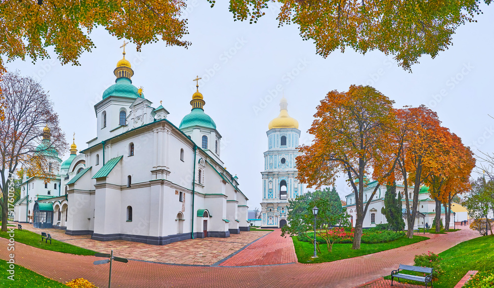 Wall mural Panorama of St Sophia Sanctuary in autumn, Kyiv, Ukraine