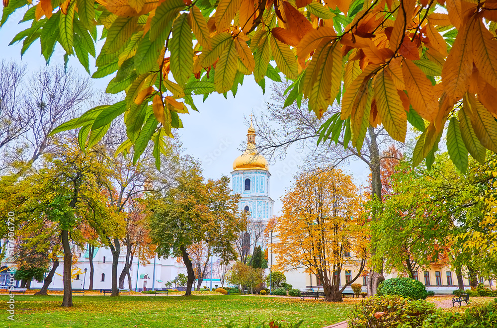 Sticker Autumn in park of St Sophia Sanctuary, Kyiv, Ukraine