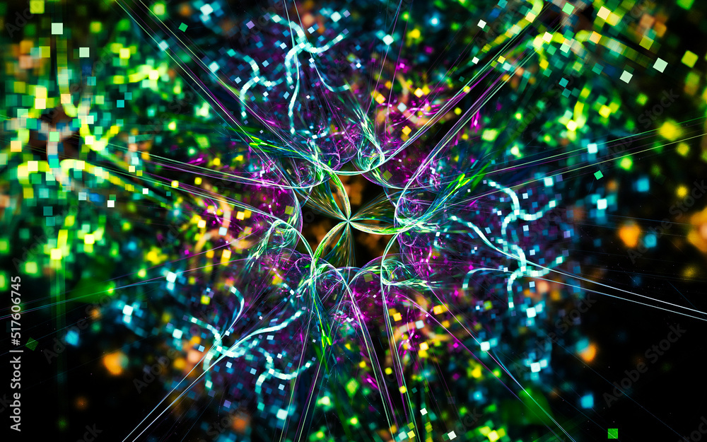 Aufkleber digital illustration abstract image generated fractal background image wallpaper pattern of various geometric shapes and lines of various colors for computer graphics or web design