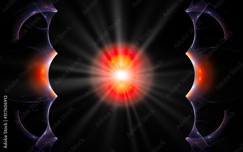 Fototapete digital illustration abstract image generated fractal background image portal pattern of various geometric shapes and lines of various colors for computer graphics or web design