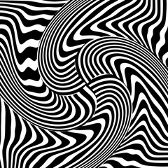 Abstract pattern of wavy stripes or rippled 3D relief black and white lines background. Vector twisted curved stripe modern trendy.Abstract seamless Pattern for Printed Design Tshirt Pillow.