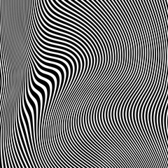 Abstract pattern of wavy stripes or rippled 3D relief black and white lines background. Vector twisted curved stripe modern trendy.Abstract seamless Pattern for Printed Design Tshirt Pillow.