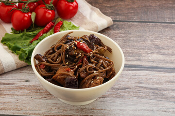 Udon soba with pork and vegetables