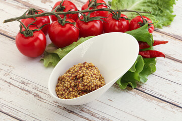 Mustard seeds sauce in the bowl