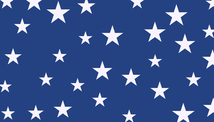 USA style seamless pattern white stars on blue background. illustration