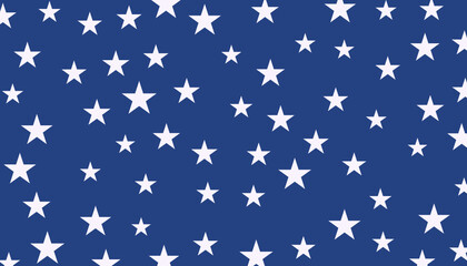 USA style seamless pattern white stars on blue background. illustration