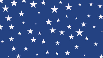 USA style seamless pattern white stars on blue background. illustration