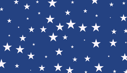 USA style seamless pattern white stars on blue background. illustration