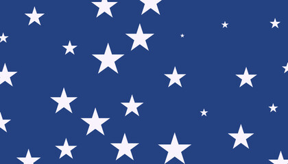 USA style seamless pattern white stars on blue background. illustration