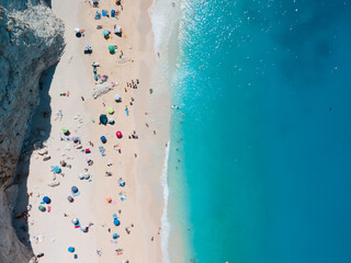 Fototapeta na wymiar aerial view of Porto Katsiki beach at lefkada island