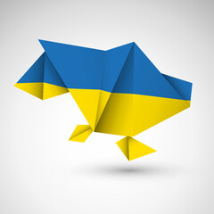 Ukraina, kontur mapy origami - obrazy, fototapety, plakaty