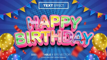 happy birthday editable text effect premium vector