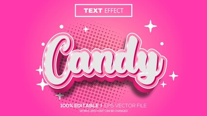 3d editable text effect candy theme premium vector