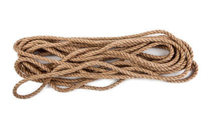Natural fiber rope on a white background.