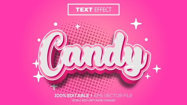 3d editable text effect candy theme premium vector