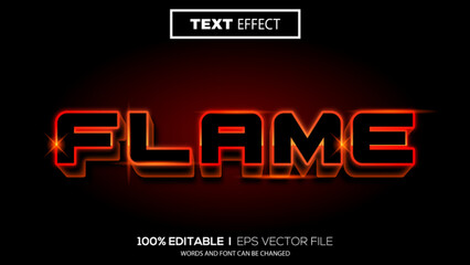 3d editable text effect flame theme premium vector