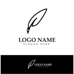 feather pen write sign logo template app icons